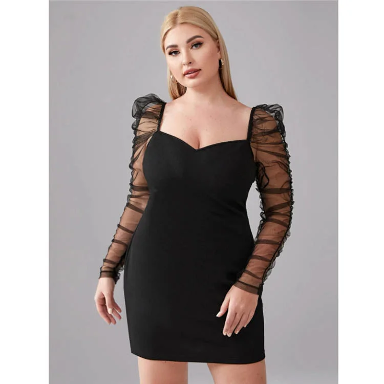 Black Tulle Plus Sizes Women Dresses