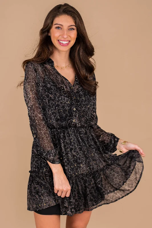 Perfection Is Here Black Leopard Dress