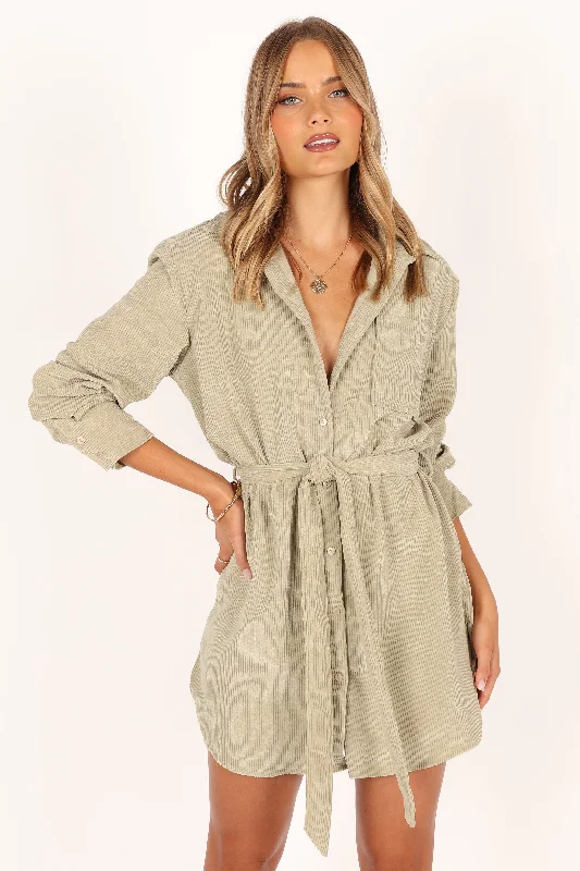 Spencer Tie Waist Mini Dress - Sage