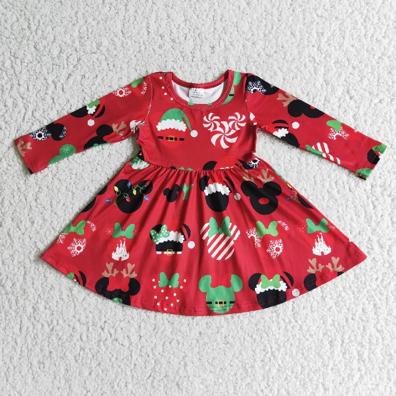 Red Cartoon Character long Sleeve Dress