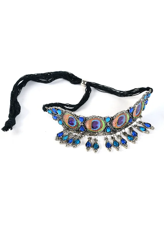 Women's Peacock Wings Desing Necklaceearrings And Ring - Tehzeeb