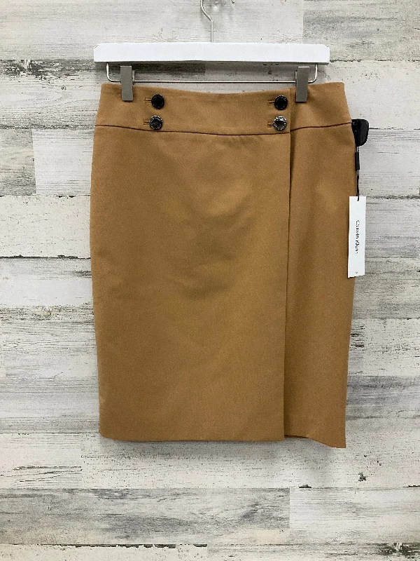 Skirt Midi By Calvin Klein In Beige, Size: 4