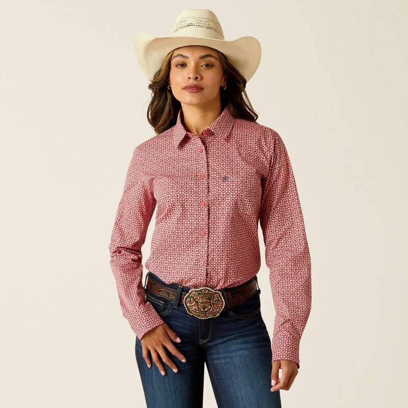 Ariat Women's Kirby Stretch Shirt, Garnet Rose Geo