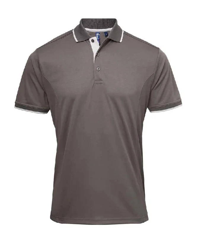 Premier Contrast Coolchecker® Piqué Polo Shirt | Dark Grey/Silver