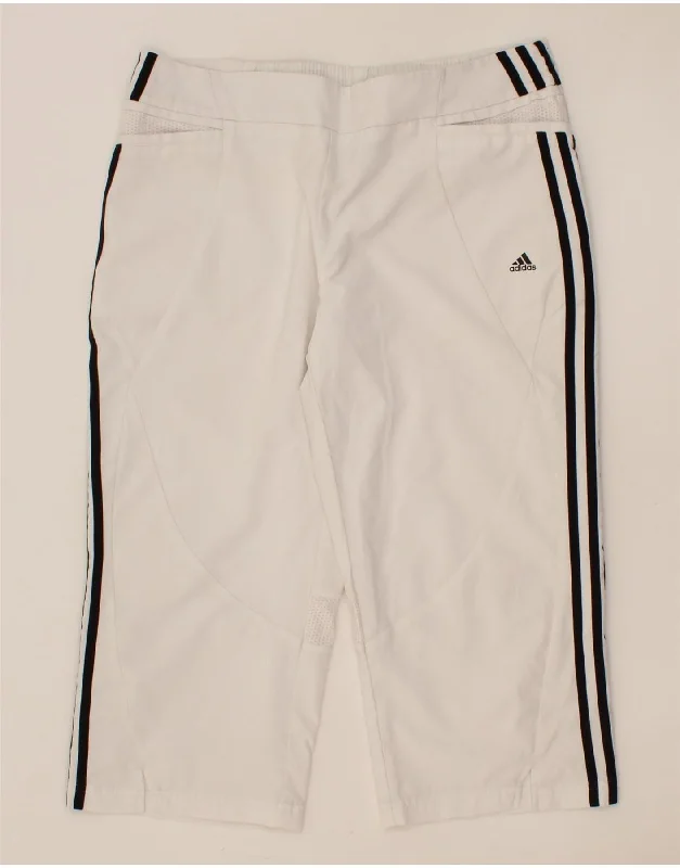 ADIDAS Womens Capri Tracksuit Trousers UK 16 Large White Polyester