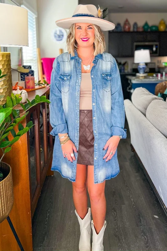 Say When Mini Dress - Denim