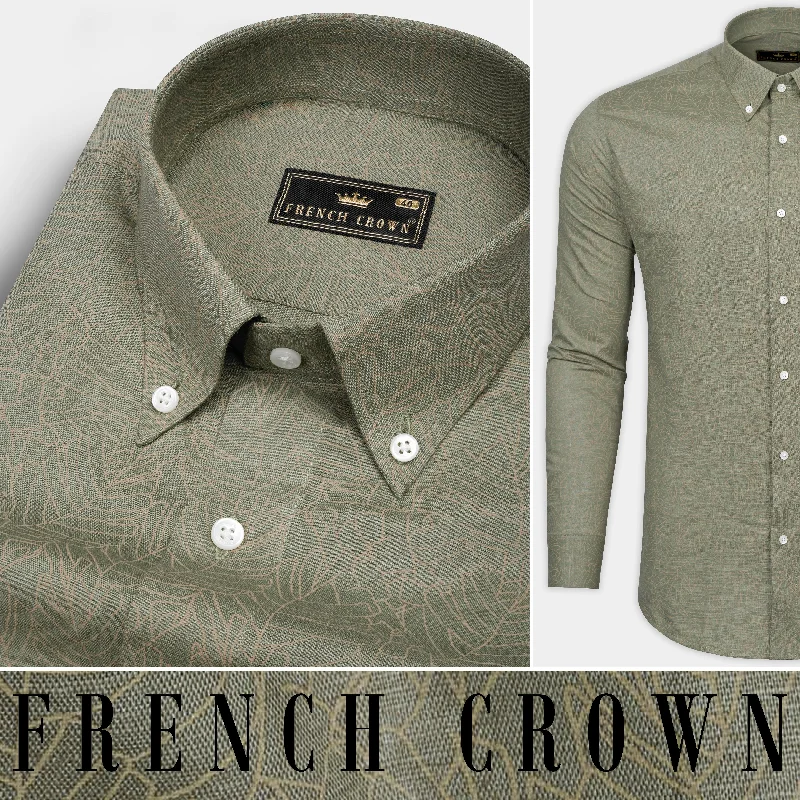 Stonewall Leaves Printed Luxurious Linen Shirt