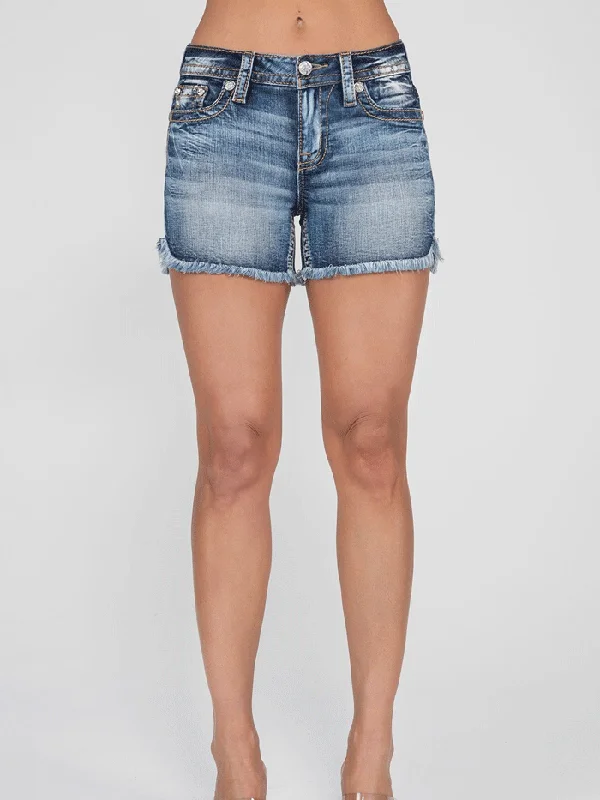 Miss Me M3636H91 Womens Mid-Rise Short Vintage Blue