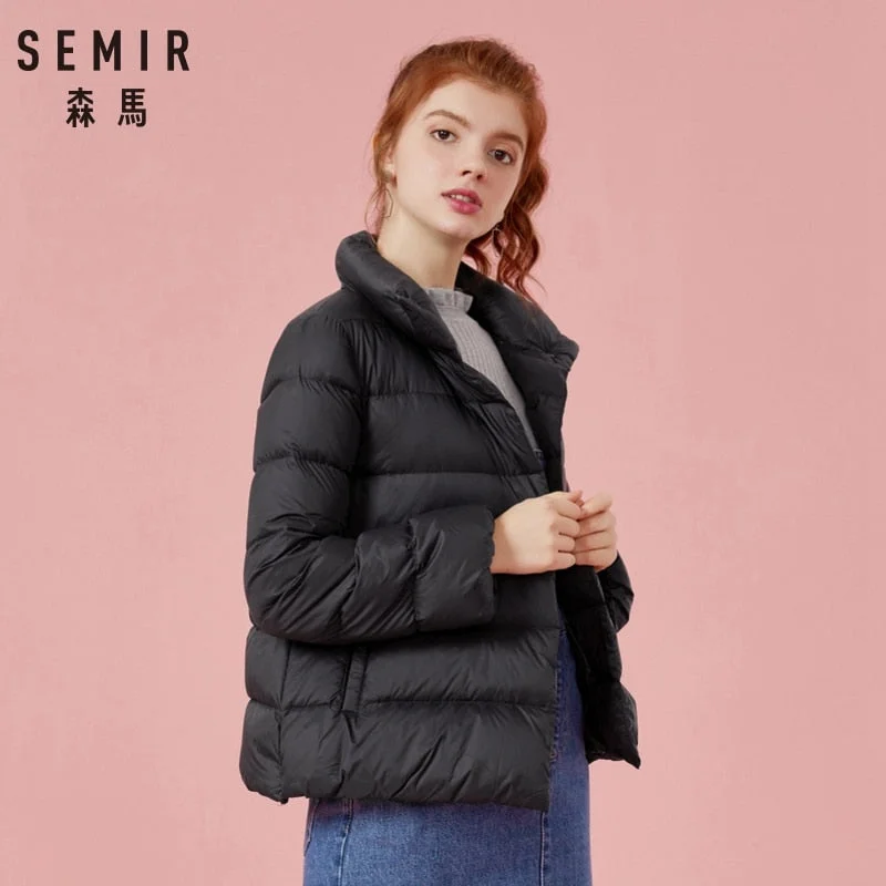 SEMIR Plus Size 2XL 3XL Thicken Winter Jacket Women 2019 Ultra Light Down Coat Padded Jackets Black Casual Clothes For Woman