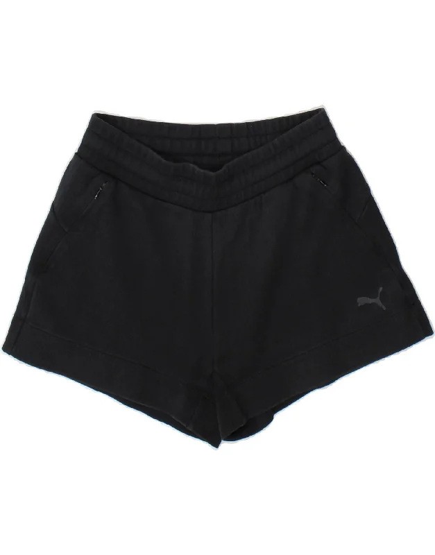 PUMA Womens Sport Shorts UK 10 Small Black Cotton