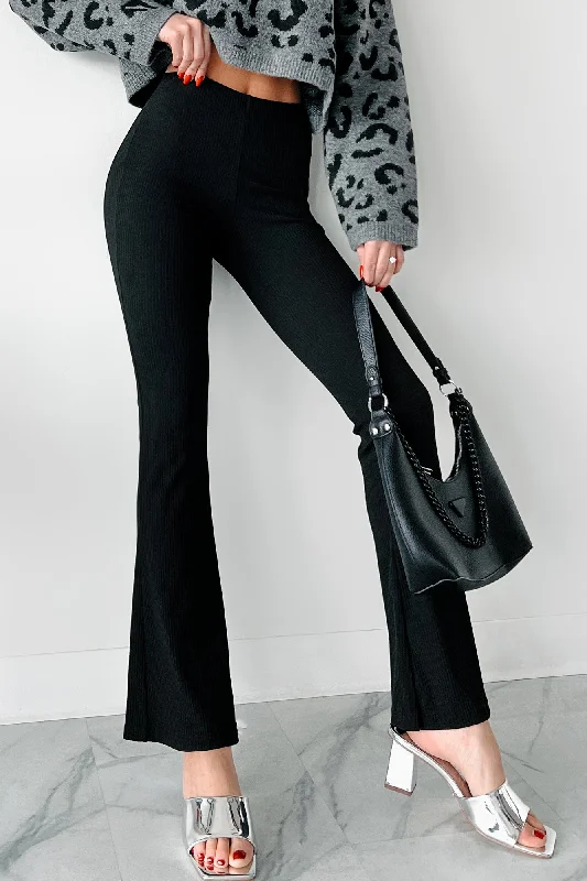 Dafina Ribbed Flare Pants (Black)