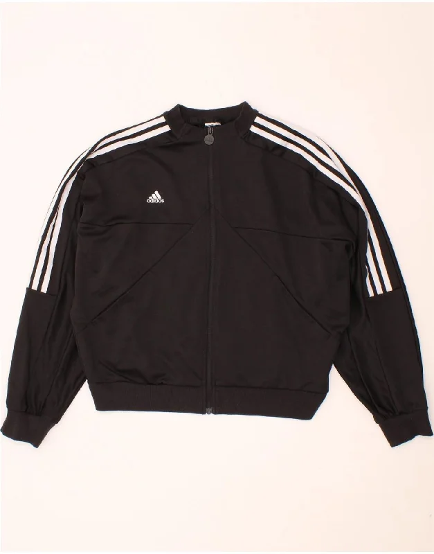 ADIDAS Womens Tracksuit Top Jacket UK 14 Medium Black