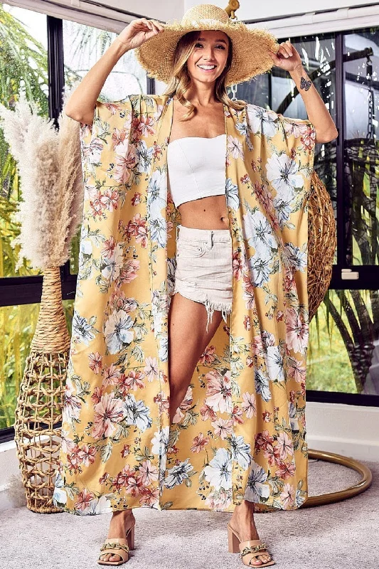 Lara Floral Side Slit Longline Kaftan