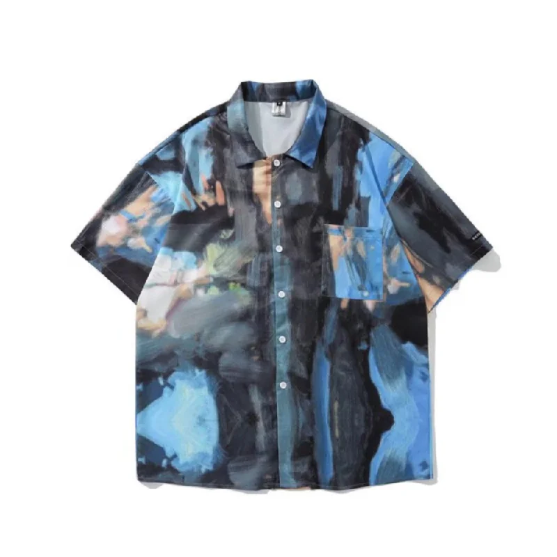 Hip Hop Oil Painting Print Short Sleeve Shirt