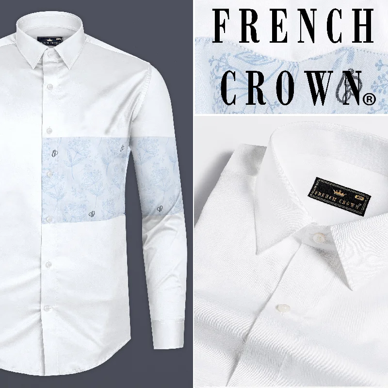 Bright White Jacquard Textured Premium Giza Cotton Designer Shirt