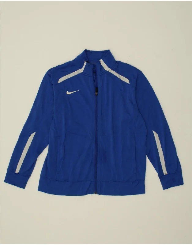 NIKE Womens Tracksuit Top Jacket UK 14 Medium Blue Colourblock Polyester