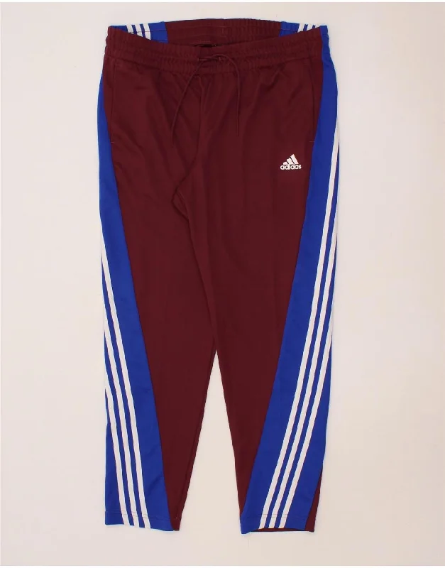 ADIDAS Womens Tracksuit Trousers UK 16/18 Large  Burgundy Colourblock