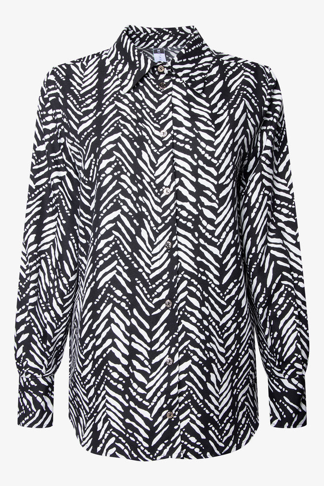 Longer Length Abstract Shirt Black & White