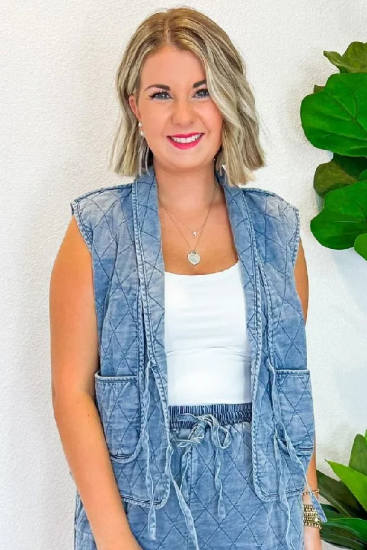 Stole My Heart Vest - Denim