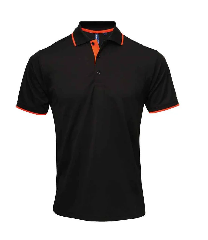 Premier Contrast Coolchecker® Piqué Polo Shirt | Black/Orange