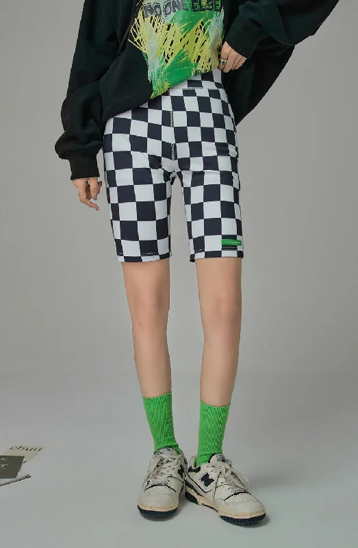 Here You Are Checkered Biker Leggings