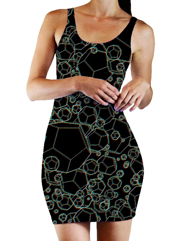 Dodecahedron Madness Glitch Bodycon Mini Dress