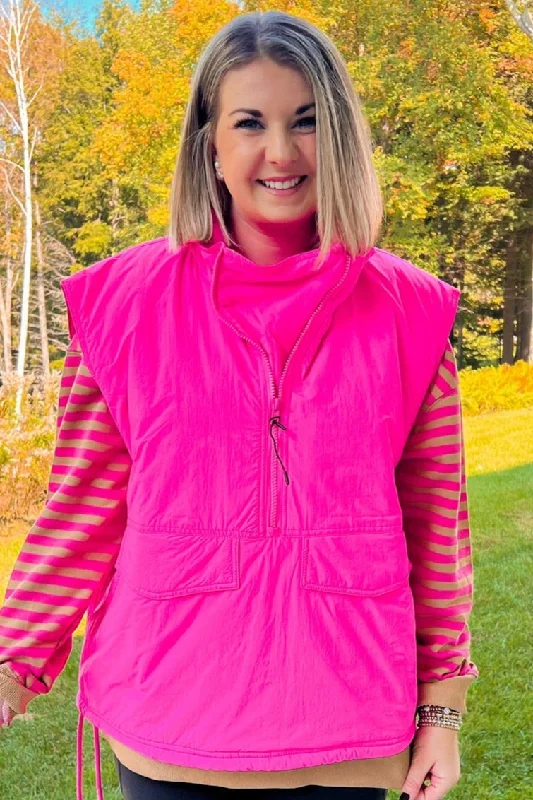 Over The Hill Puffer Vest - Fuchsia