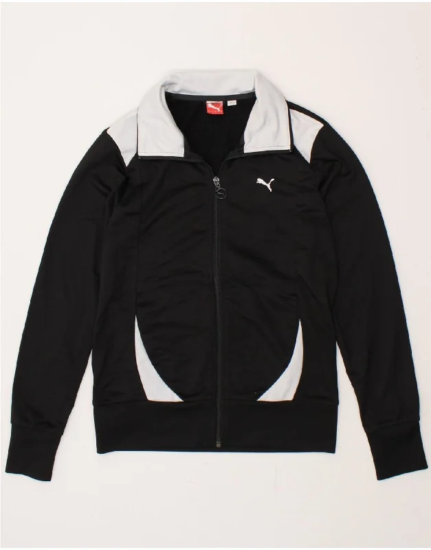 PUMA Womens Tracksuit Top Jacket UK 12 Medium  Black Colourblock Polyester