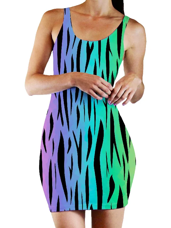 Rainbow Tiger Stripes Bodycon Mini Dress