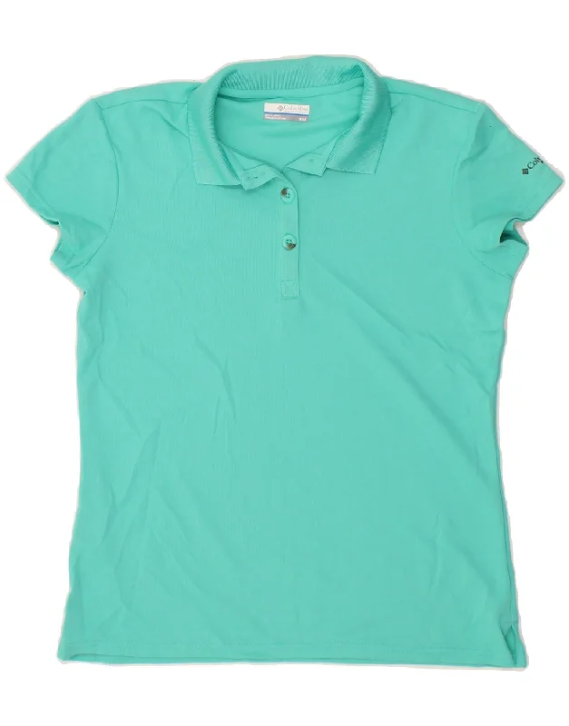 COLUMBIA Womens Polo shirt UK 14 Medium Turquoise Polyester