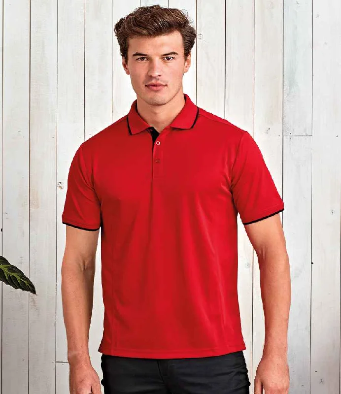 Premier Contrast Coolchecker® Piqué Polo Shirt | Red/Black