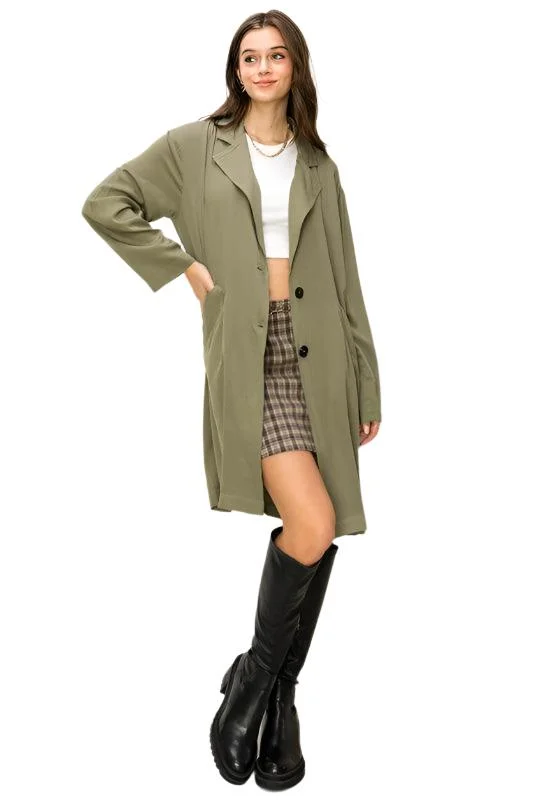 Right Round Button Front Oversized Coat