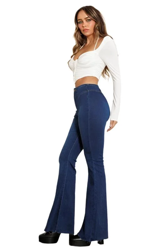 High Waisted Flare Jean Dark Stone