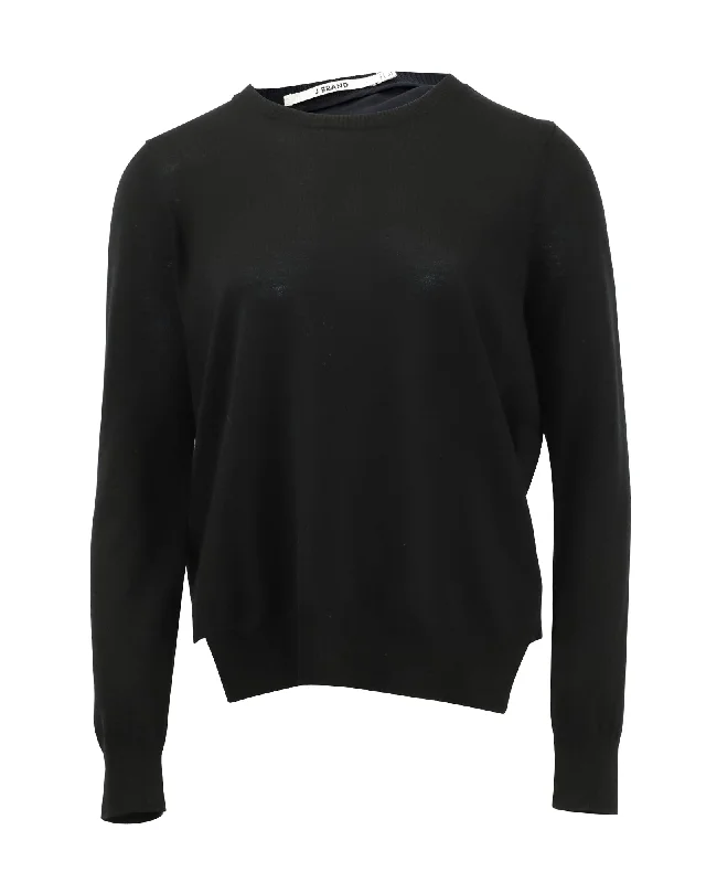 J Brand Sweater with Sheer Back in Black Wool