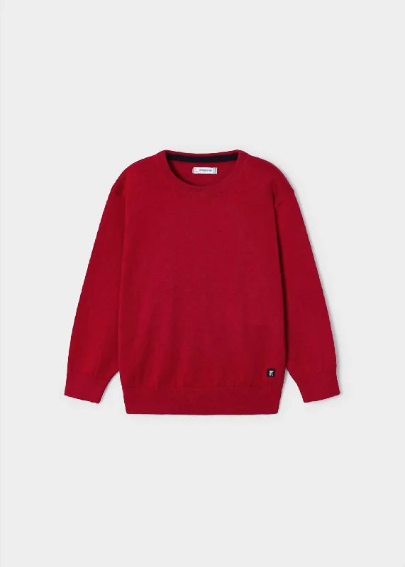 Kids Basic Cotton Sweater In Red