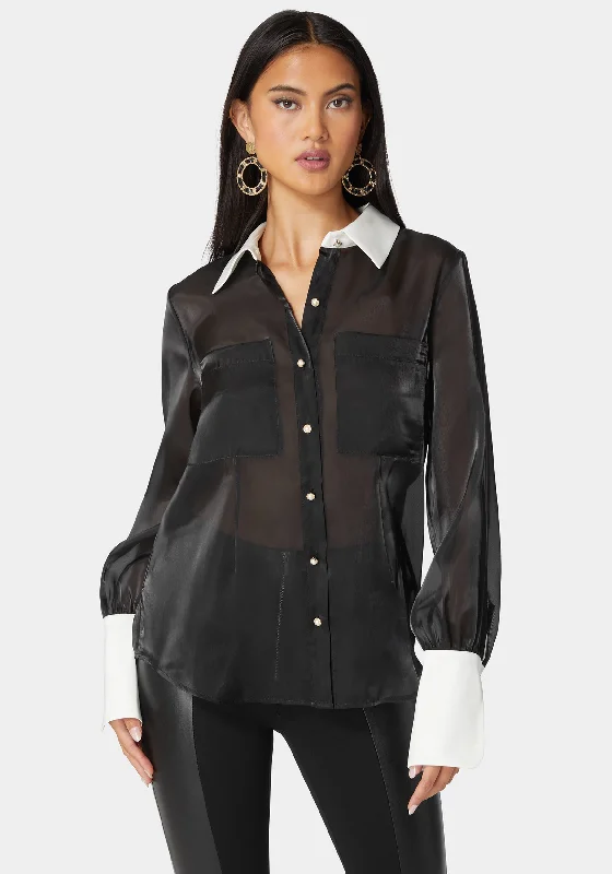 Liquid Chiffon Satin Combo Blouse