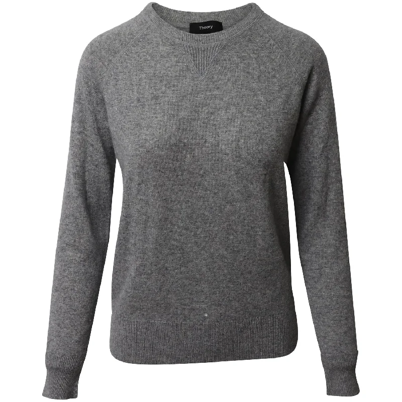 Theory Crew Neck Sweater in Grey Cashmere