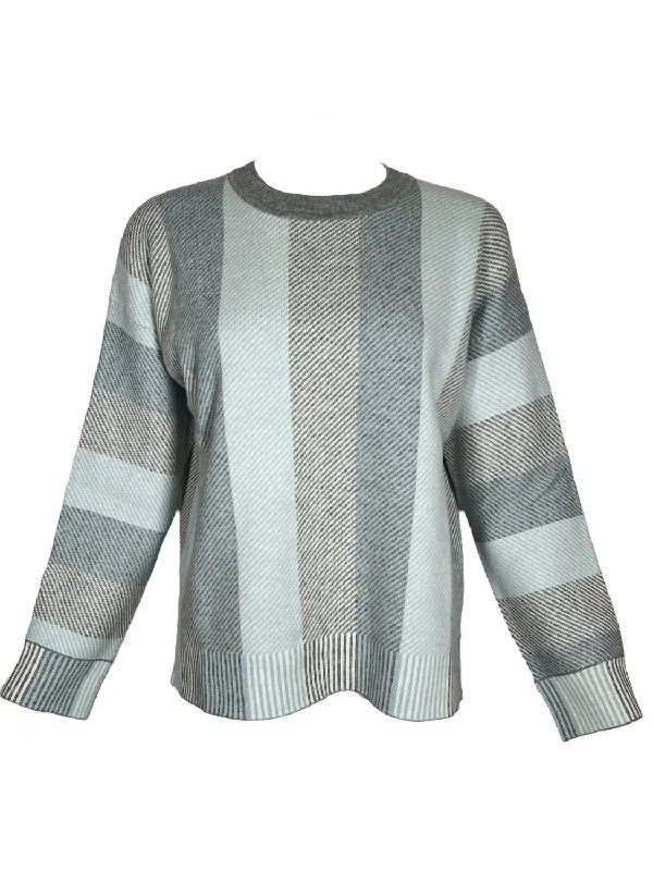 Women's Wool/cashmere Blend Stripe Sweater In Light Blue