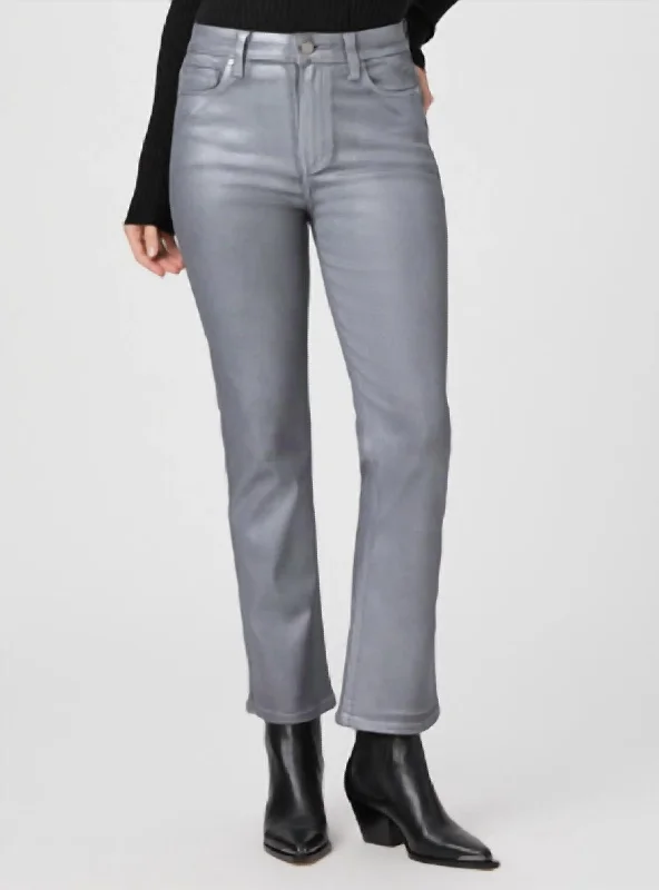 Claudine Flare Jean In Silver Shimmer Luxe Coating