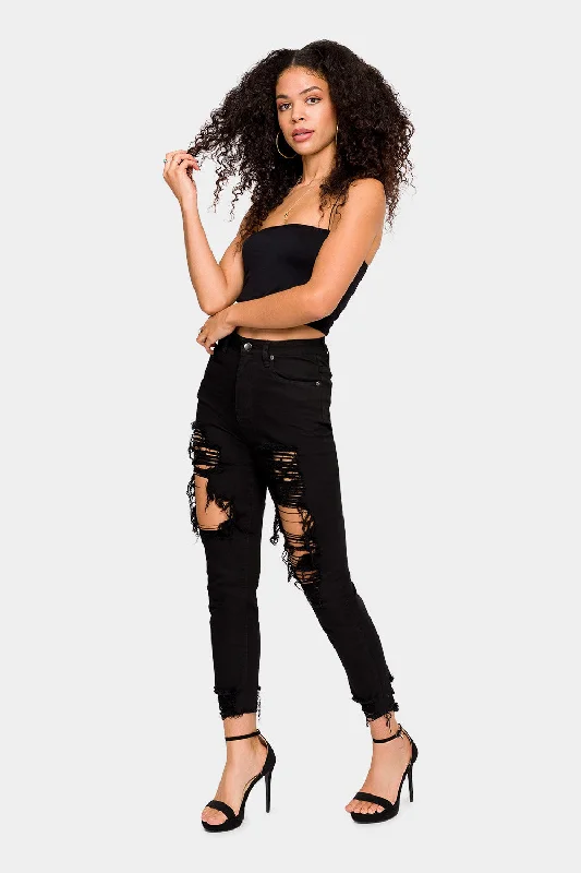 Destroyed High Rise Skinny Jeans