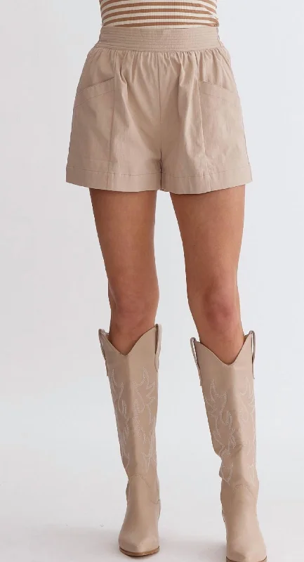 High Waisted Shorts In Taupe