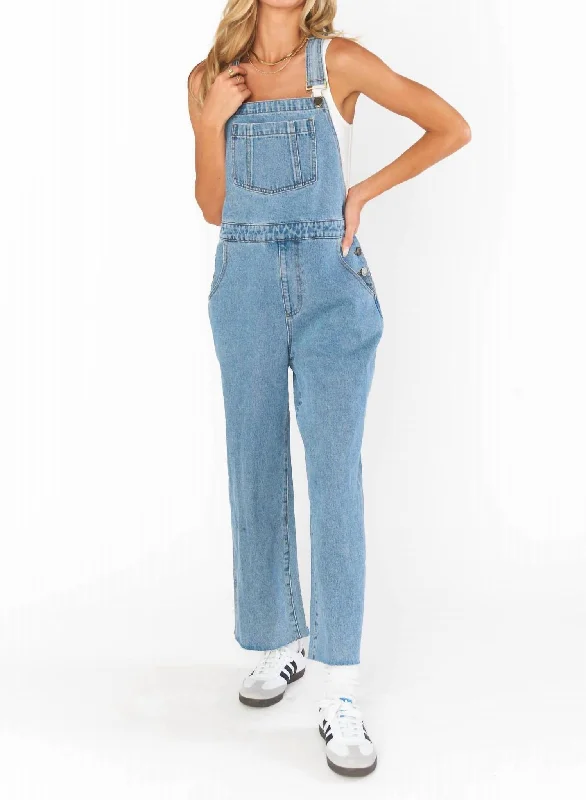 Marfa Denim Overalls In Vintage Blue