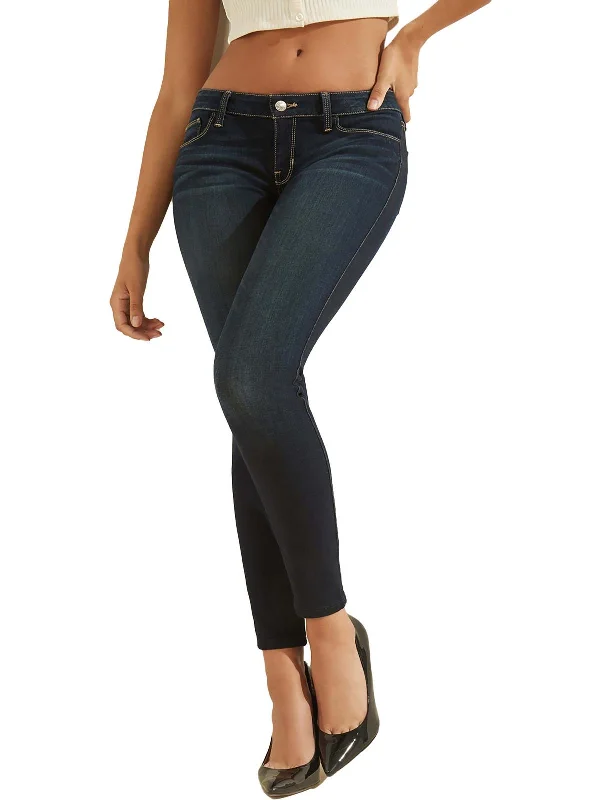 Womens Low Rise Dark Wash Skinny Jeans