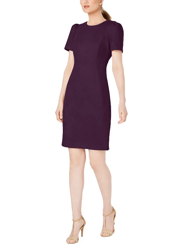 Womens Solid Faux Suede Wear To Work Dress