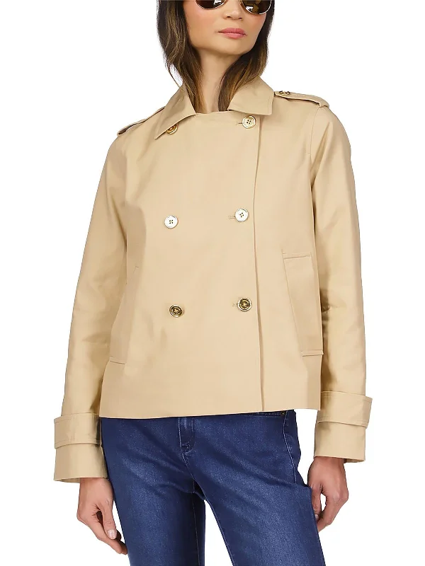 Womens Twill Cropped Pea Coat